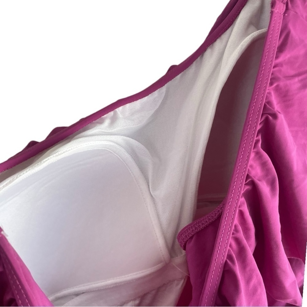 Profile by Gottex Tutti Frutti One Shoulder Ruffle Tankini Top Magenta 16 - Picture 6 of 8